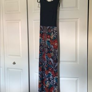 Long, navy floral dress
